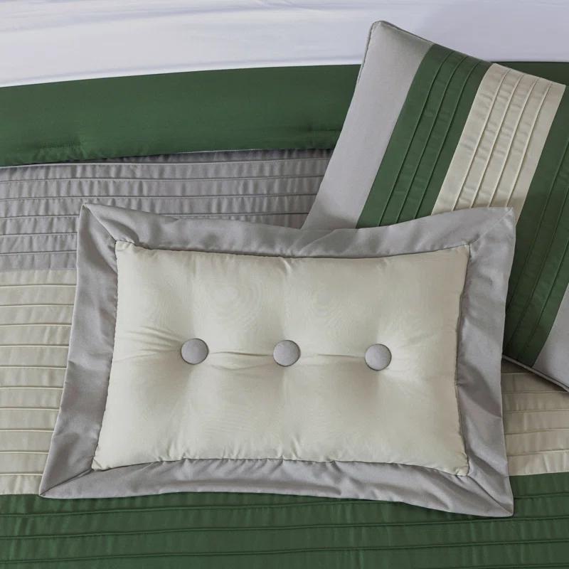 Chezmoi Collection Loft 8-Piece Pleated Stripe Microfiber Comforter Set