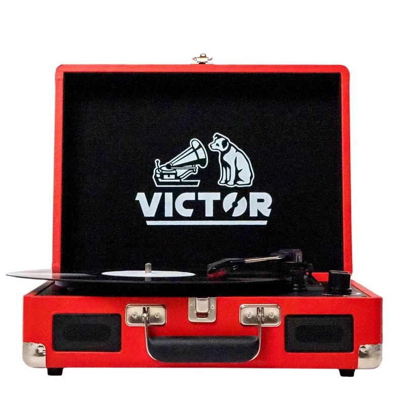 Victor Portable Suitcase Turntable - Record Player with Bluetooth & Built-in Speakers