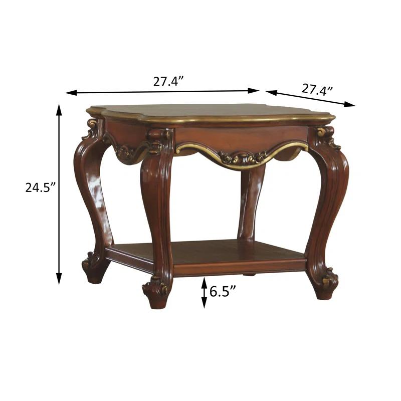 A&J Homes Studio Solid Wood End Table with Bottom Shelf in Honey Oak
