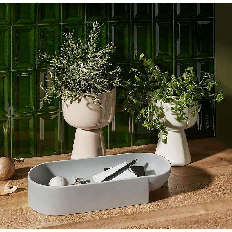 Kuru Ceramic Decorative Bowl in Light Gray