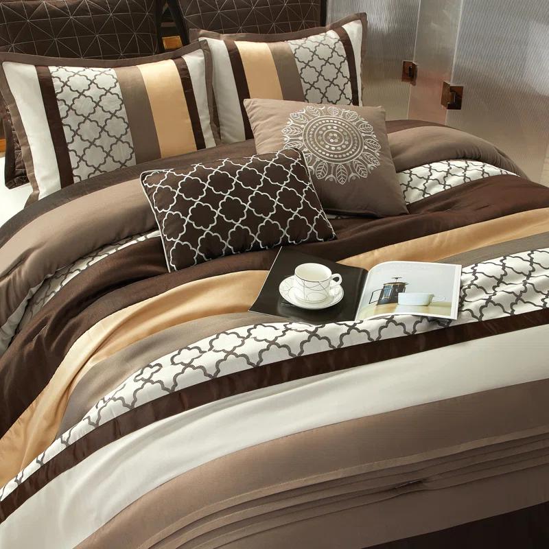 Nanshing America, Inc Avalon Microfiber Modern & Contemporary 8 Piece Comforter Set