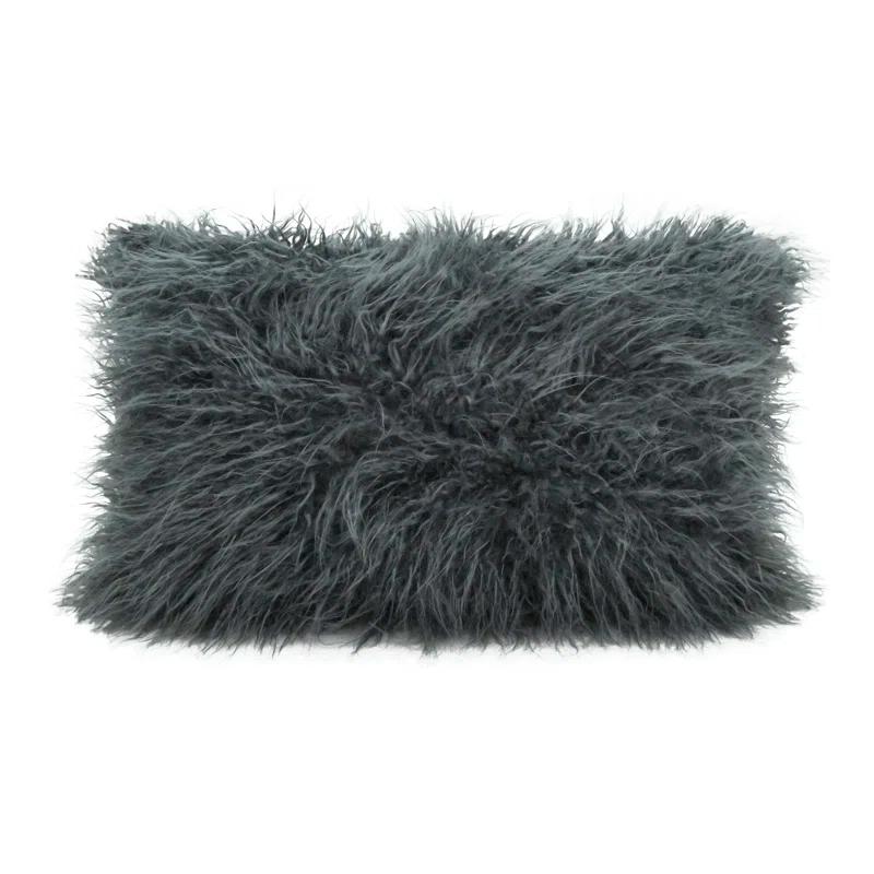 Saro Faux Mongolian Collection Faux Fur Throw Pillow