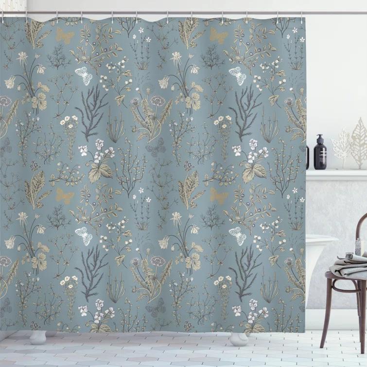 Ambesonne Floral Shower Curtain with Hooks Included