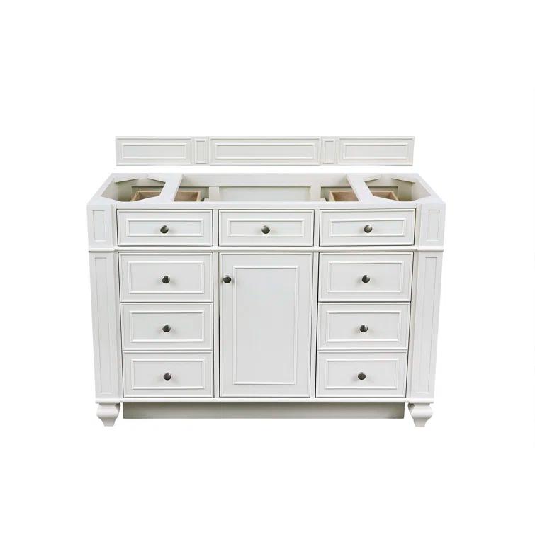 Bright White Plywood Transitional Single Vanity with Veneer Finish