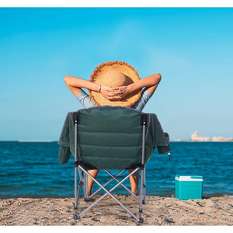 Folding Camping Chair with Cushions (Set of 2)