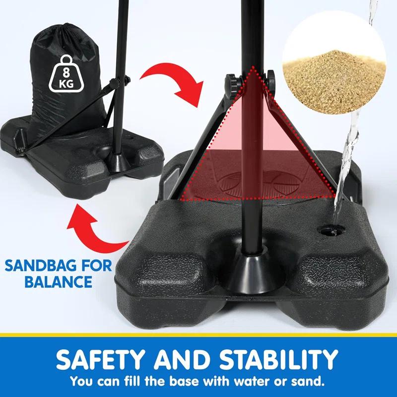 Phantoscope Kids Basketball Hoop, Adjustable Height 2.8 Ft-6.2 Ft Toddler Basketball Hoop For Kids Indoor Outdoor Play Portable Basket Ball For Age 3-8 Gift