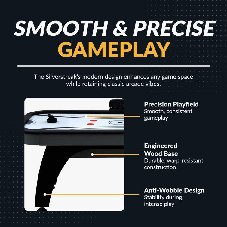Hathaway Games Silverstreak 72.5" 2 -Player Air Hockey Table with Digital Scoreboard