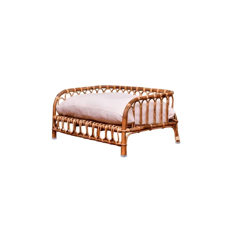 Ebern Designs Wolkey Rattan Pet Bed W/Cushion