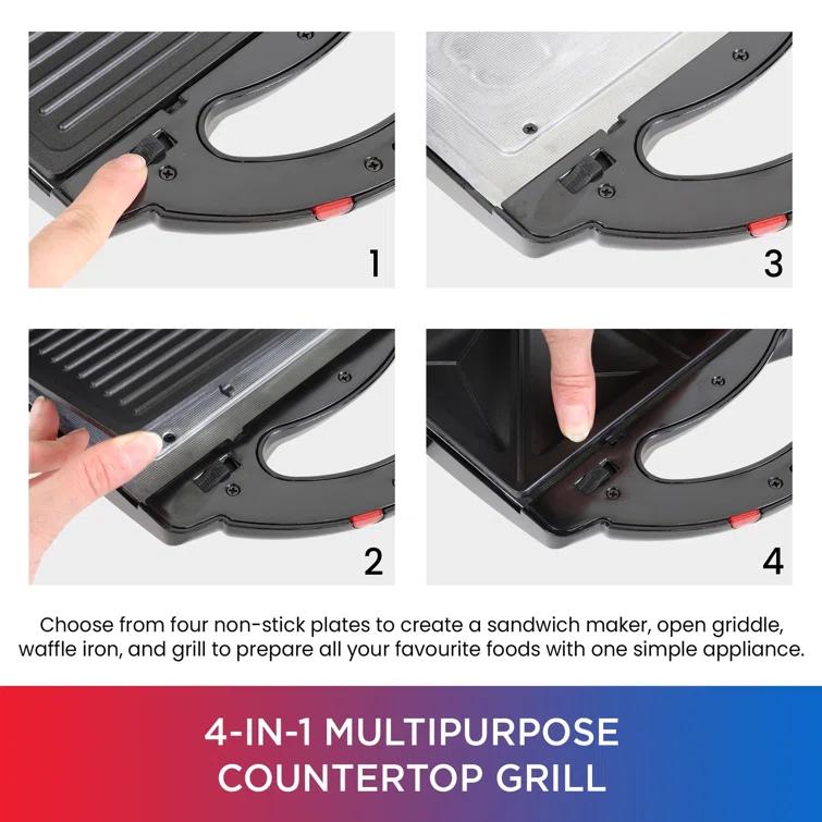 Total Chef Total Chef Electric Griddle Waffle Maker Sandwich Press Open