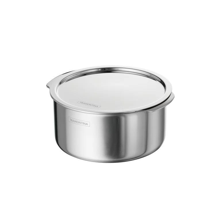 Tramontina Tramontina Utsava Tri-Ply Clad Stainless Steel Tope with Lid, Patila Pot for Indian Cooking