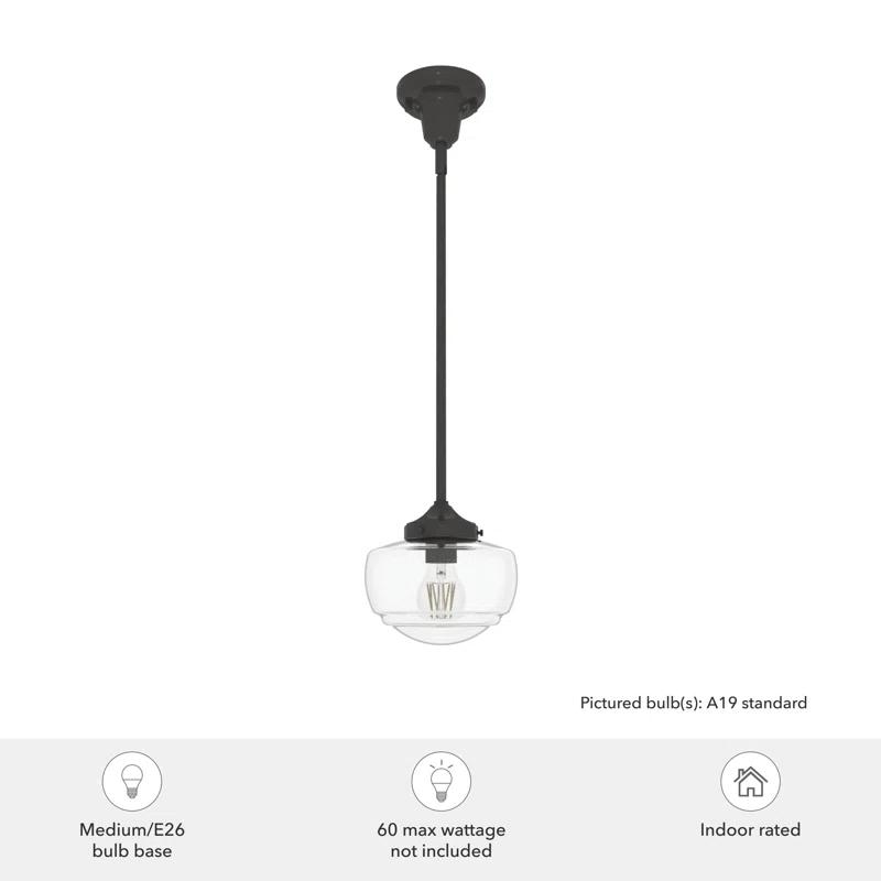 Hunter Fan Saddle Creek 1 - Light Single Schoolhouse Pendant with Glass