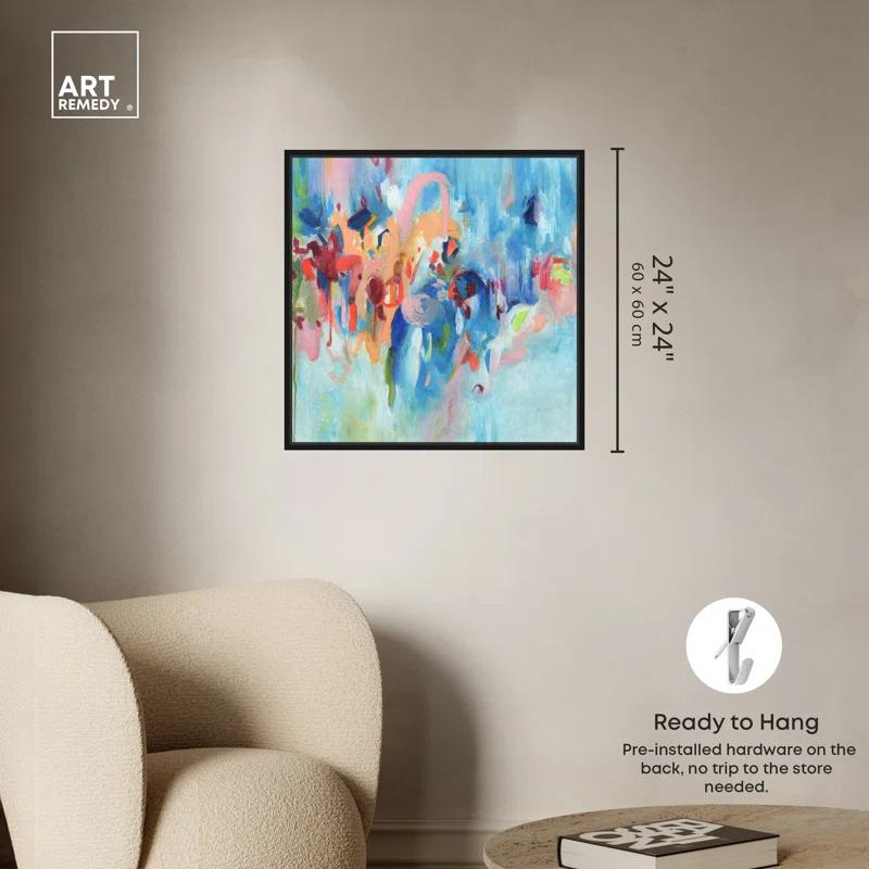 Art Remedy Art Remedy New Sky Framed Blue Abstract 1 Piece Canvas Wall Art 57079