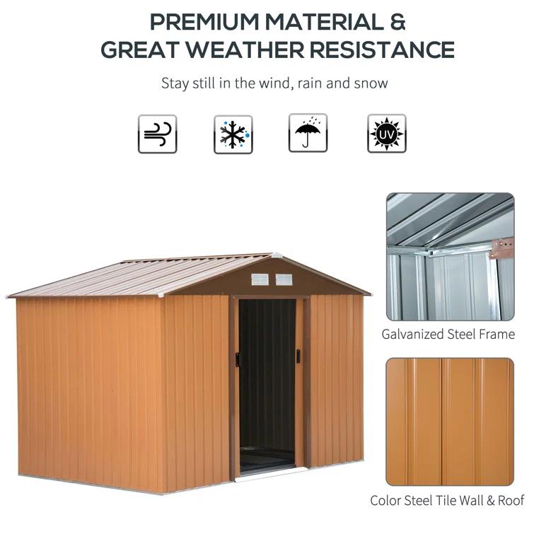 Outsunny 7 ft. W x 4 ft. D Stainless Steel Tool Shed