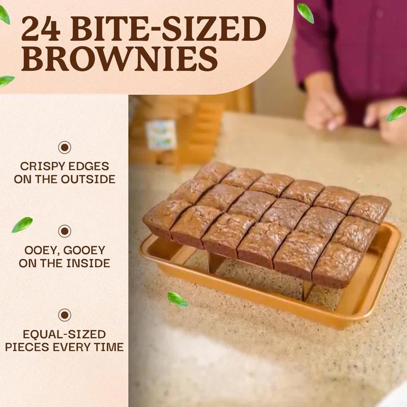 Anadea 2 In 1 Cake Pan + Brownie Baking Tray With 24 Pre-Cut Molds, Non-Toxic Oven/Dishwasher Safe