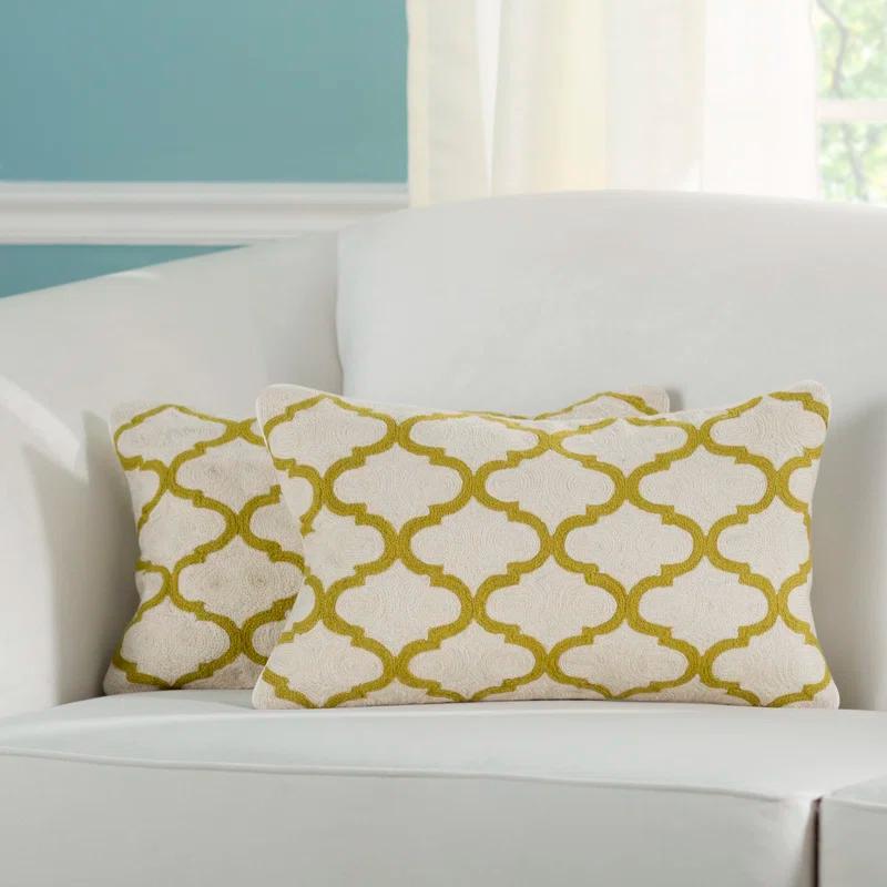 Ekstrom Embroidered Feather Reversible Throw Pillow (Set of 2)
