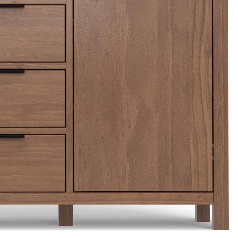 Simpli Home Hollander SOLID WOOD and Pine 54 inch x 18 inch Rectangle Contemporary Sideboard Buffet in Medium Saddle Brown