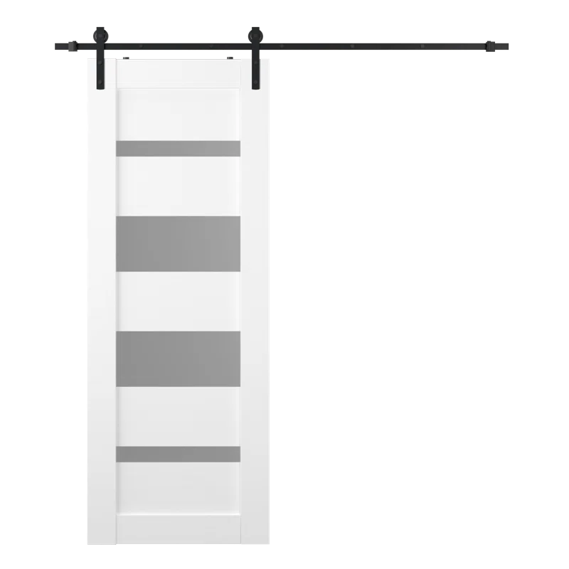 Belldinni Mirella 95.24'' Solid + Manufactured Wood Paneled with Installation Hardware Kit Barn Door