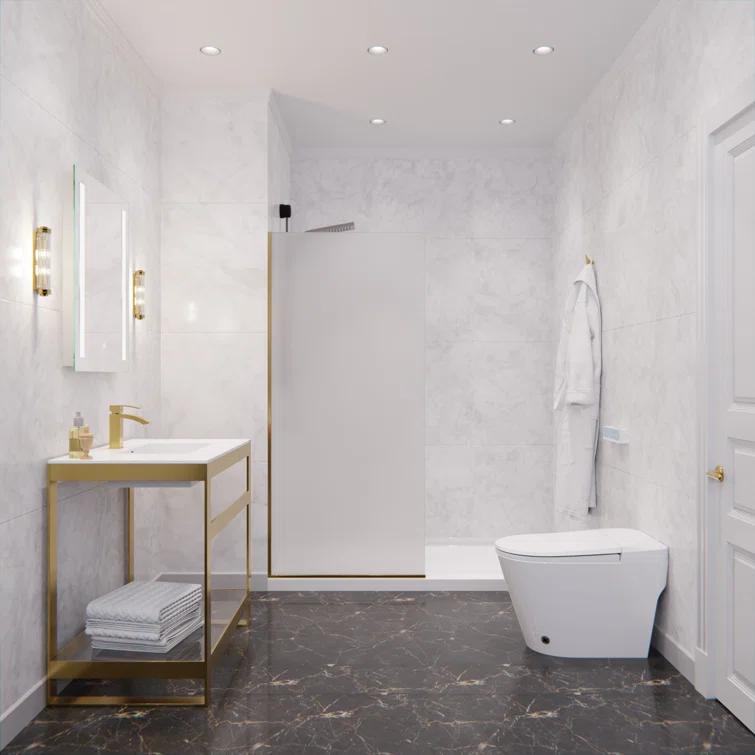 ANZZI Veil Series 34” W x 74” H Frameless Glass Fixed Shower Screen Shower Door SD-AZFL06001BGF