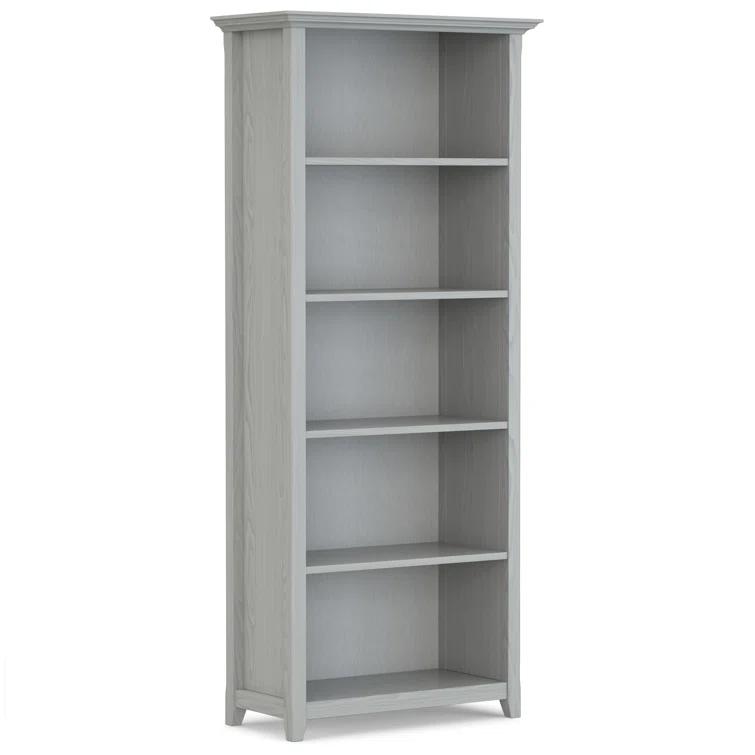 Simpli Home Amherst 30"W Solid Wood 5 Shelf Bookcase with Adjustable Shelves