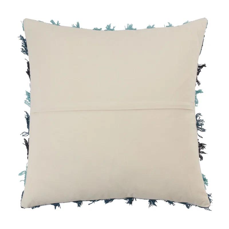 Saro Frankie Collection Fringed Cotton Throw Pillow