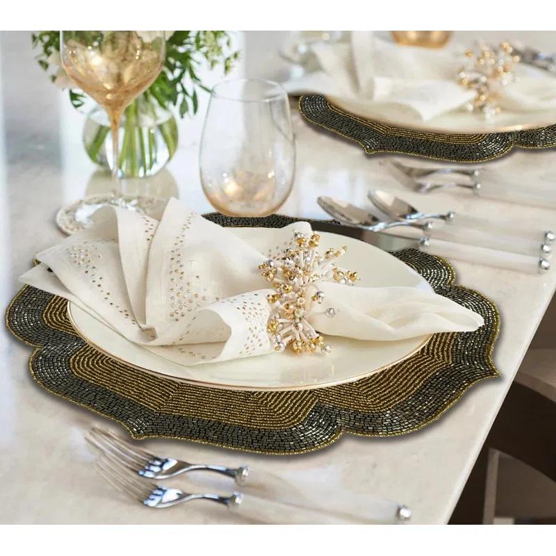 Decozen Decozen Beaded Placemats for Dining Table - Set 6-14 Inches for Kitchen Decor Scratch Heat Resistant Charger Durable Tablemats (Set of 6)