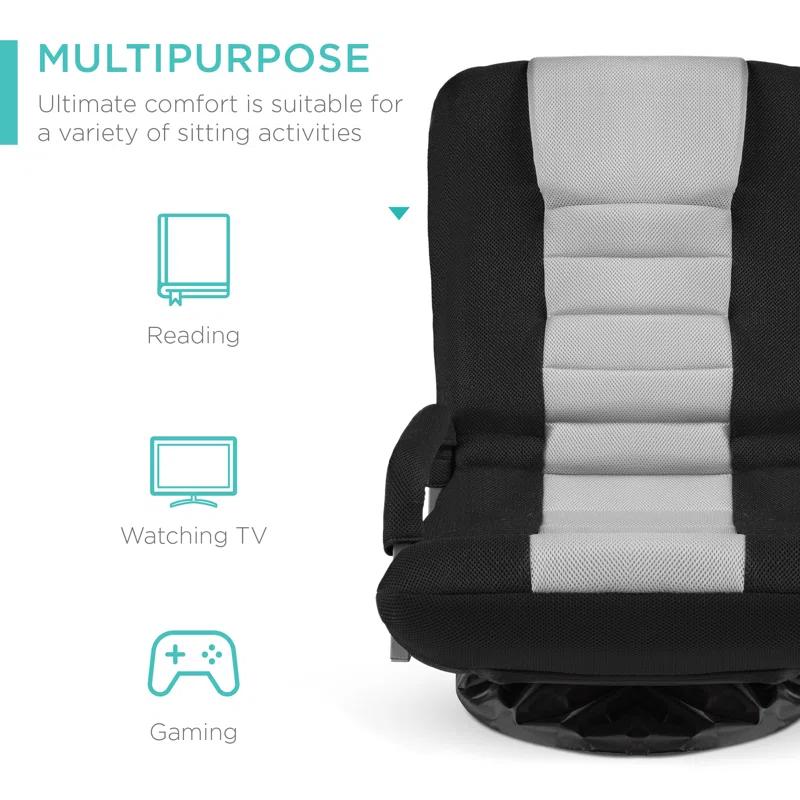Trule Alba 360-Degree Swivel Gaming Floor Chair w/ Armrest Handles, Foldable Adjustable Back