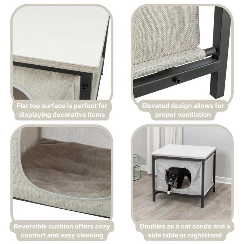 TRIXIE Emmie Indoor Cat Condo, Cat Bed Side Table & Nightstand, Cat Hideaway Cave with Cozy Cushion