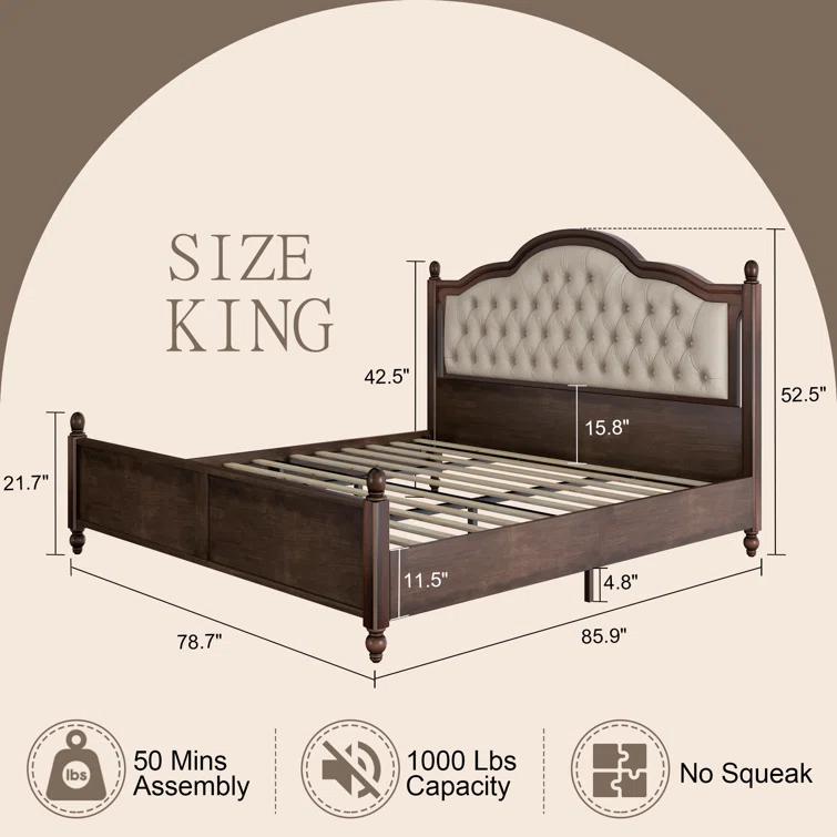 Lark Manor™ Amilio Upholstered Bed Solid Wood Platform