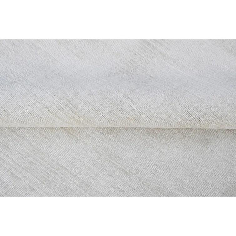 Hand-Knotted Gray Silk and Cotton Rectangular Area Rug