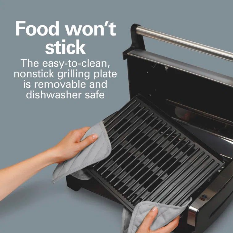 Hamilton Beach Hamilton Beach® Electric Indoor Searing Grill with Removable Non-Stick Grate, Viewing Window & Adjustable Temperature Control to 450°F, 118 sq. in. Surface Serves 6