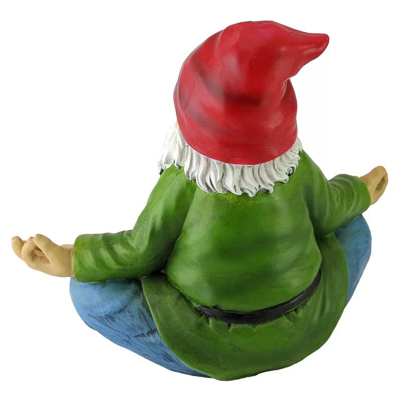 Whimsical Zen Garden Gnome Statue with Bird