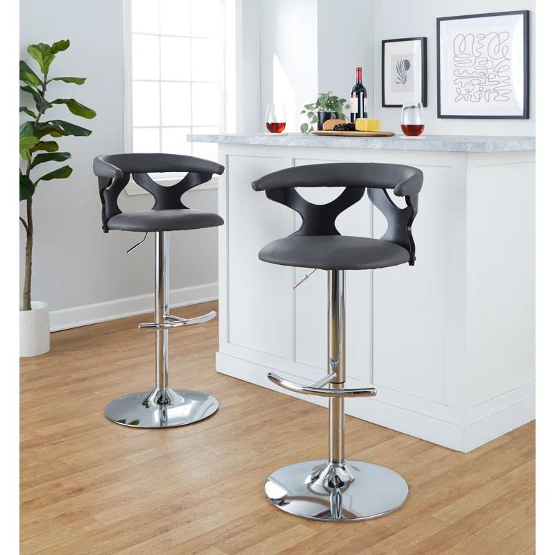 LumiSource Gardenia Swivel Upholstered Adjustable Height Counter Stool with Metal Frame (Set of 2)