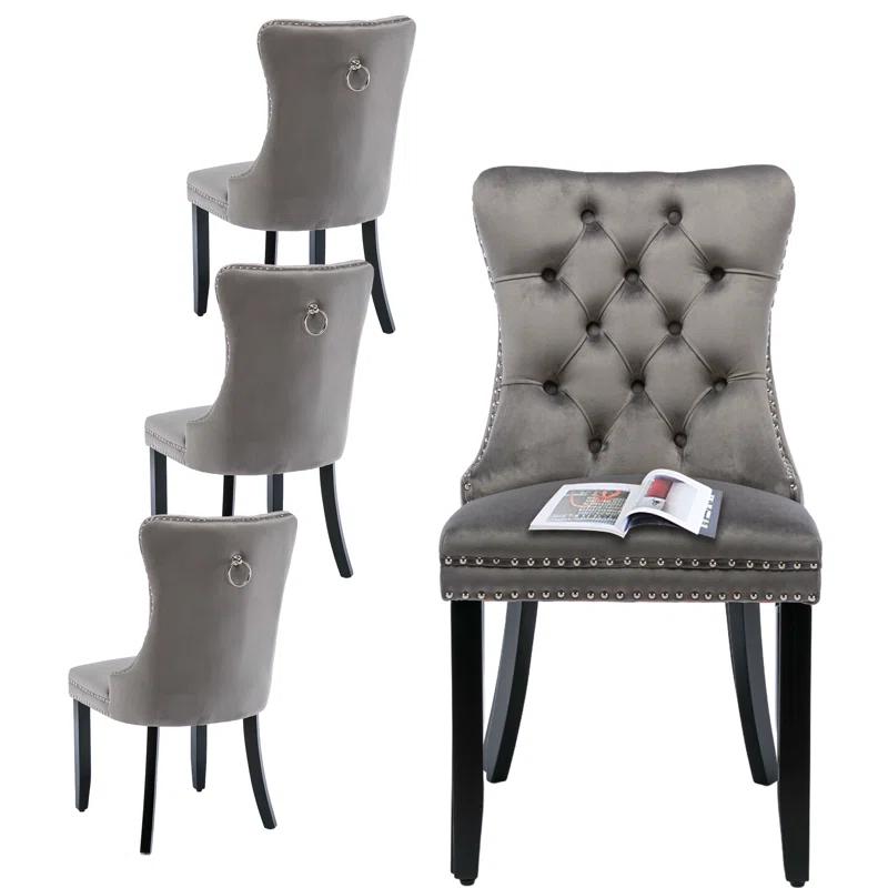 Rosdorf Park High-end Tufted Velvet Upholstered Nailhead Dining Chair