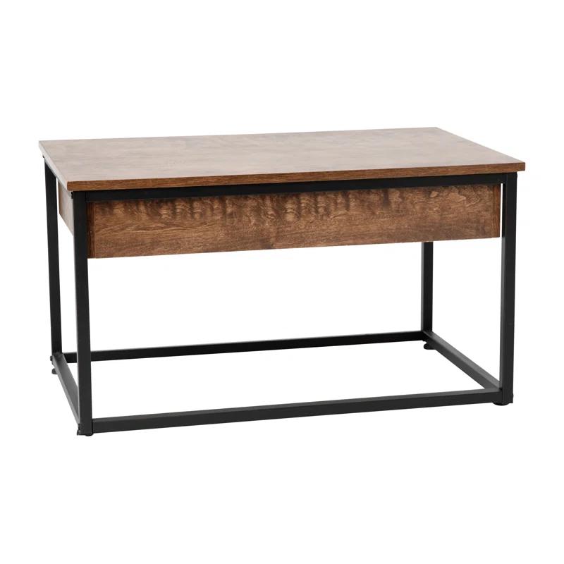 Flash Furniture 2 Piece Modern Nesting Coffee Table Set with Storage Drawer and Sled Base Metal Frames