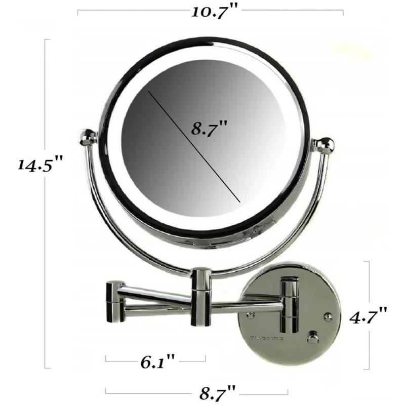 Ovente Wall Mounted Vanity Makeup Mirror 8.5 Inch with 7X Magnification and Natural LED Lights, Double-Sided with Hardwired Electrical Connection