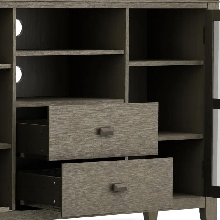 Simpli Home Artisan 53"W Solid Wood Contemporary Tall TV Stand for TVs up to 60" with Adjustable Shelves