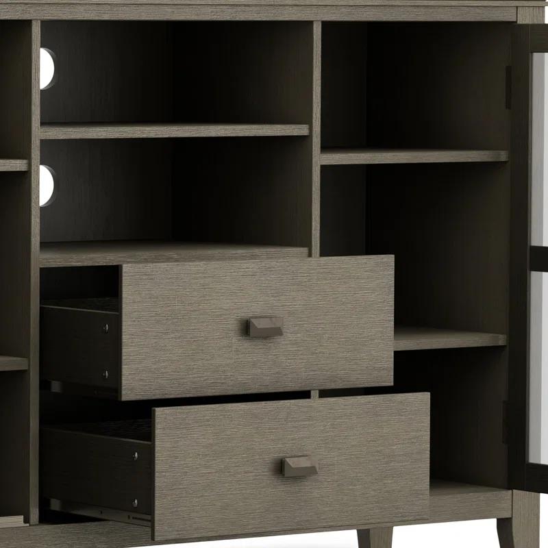 Simpli Home Artisan 53"W Solid Wood Contemporary Tall TV Stand for TVs up to 60" with Adjustable Shelves