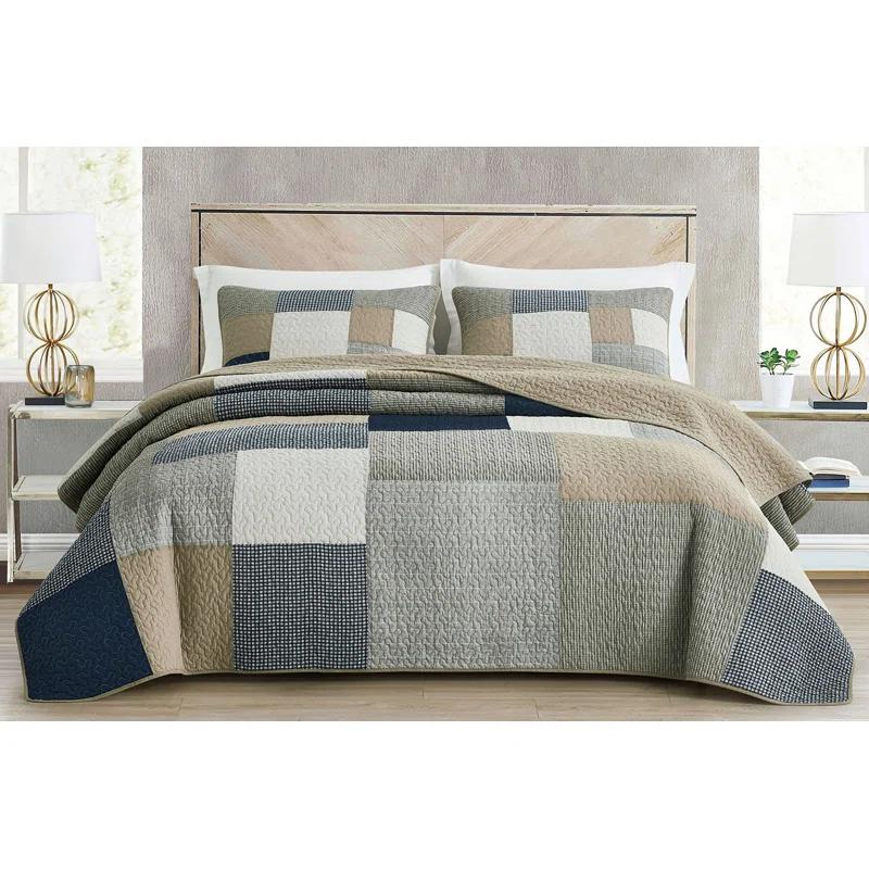 Chezmoi Collection Addy Cotton Patchwork Quilt Set