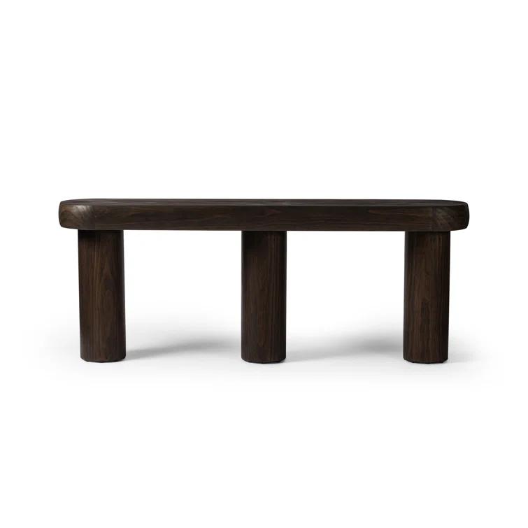 Sienna Brown Pine Oval Console Table with Rounded Edges