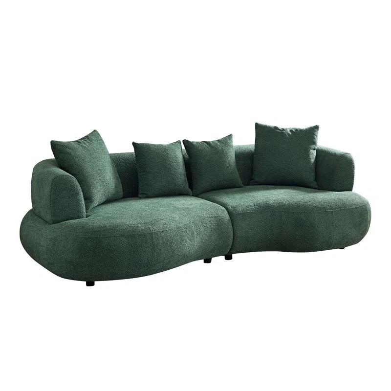 Hokku Designs 102.36" Mid-Century Modern Upholstered 4-Seat Sectional Curved Sofa Couch