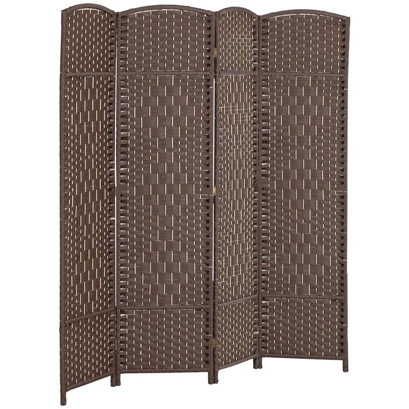 Winston Porter 3 Panel Room Divider, 6' Tall Folding Privacy Screen, Hand-Woven Freestanding Wall Partition For Home Office, Bedroom