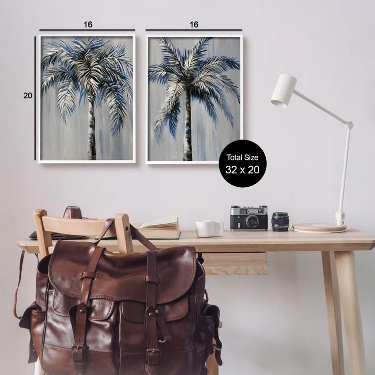Stupell Industries A2-592-Giclee " Gray Modern Palm Trees " by Nan 2 - Pieces Painting Print