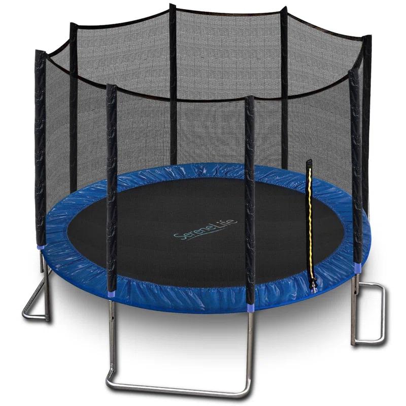 SereneLife Outdoor Trampoline With Enclosure 12Ft - Full Size Backyard Trampoline With Safety Net - Enclosed Trampoline For Kids, Teen, Adult - 12 Feet Indoor Outdoor Trampolines