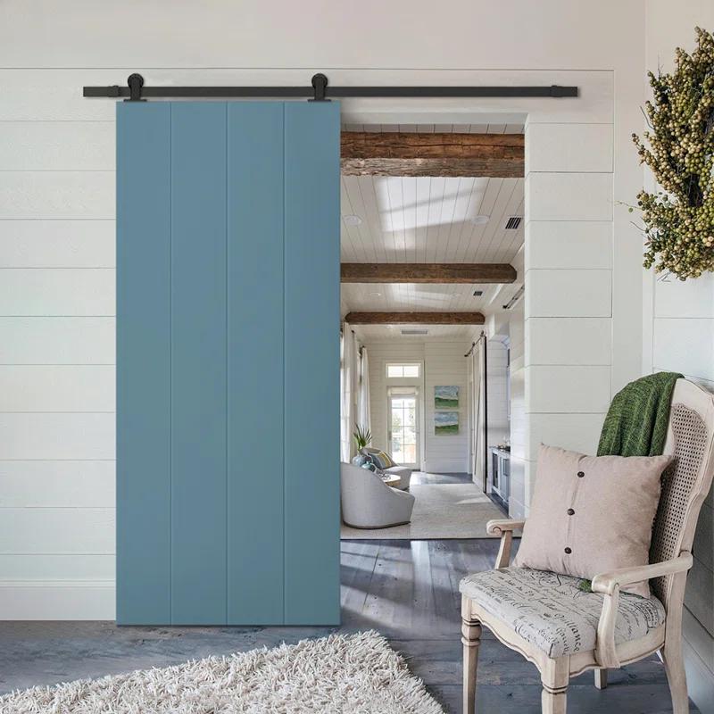 Calhome Paneled Manufactured Wood Painted Barn Door