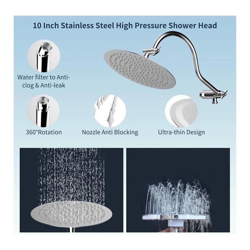 High Pressure Rainfall Shower Head with Handheld Spray Combo