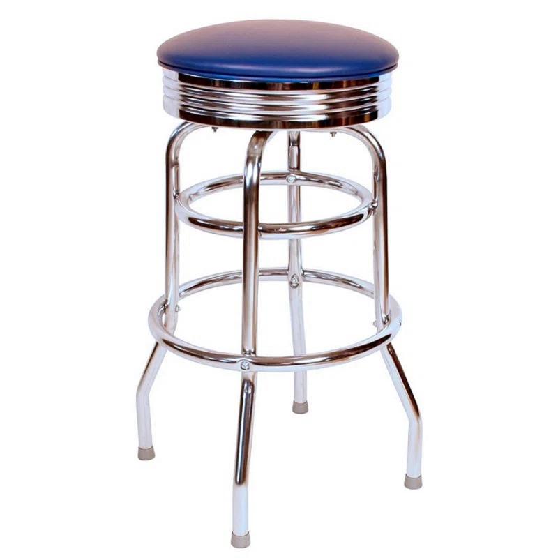 Richardson Seating Retro Home Double Ring Chrome Pan Swivel 30" Bar Stool