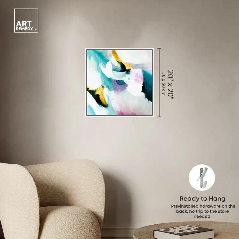 Art Remedy Art Remedy Still Violas Framed Blue Abstract 1 Piece Canvas Wall Art 56586