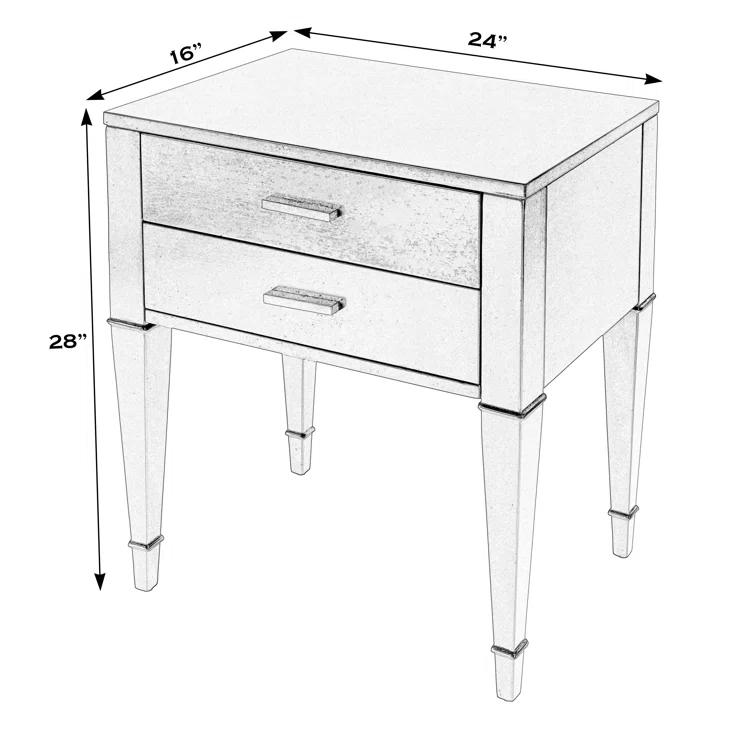 Kai Antique Cherry 2 Drawer Wood Nightstand with Gold Accents
