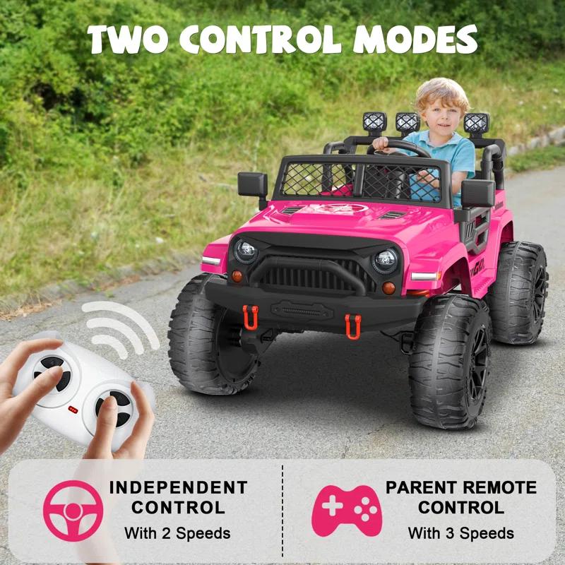 DEARAUTO DearAuto 24v Kids Ride On Car With Eva Tires, 4x75w Motors, Four Wheel Suspension, 3 Adjustable Speed, Mp3, Bluetooth,powered Ride On Truck For Kids