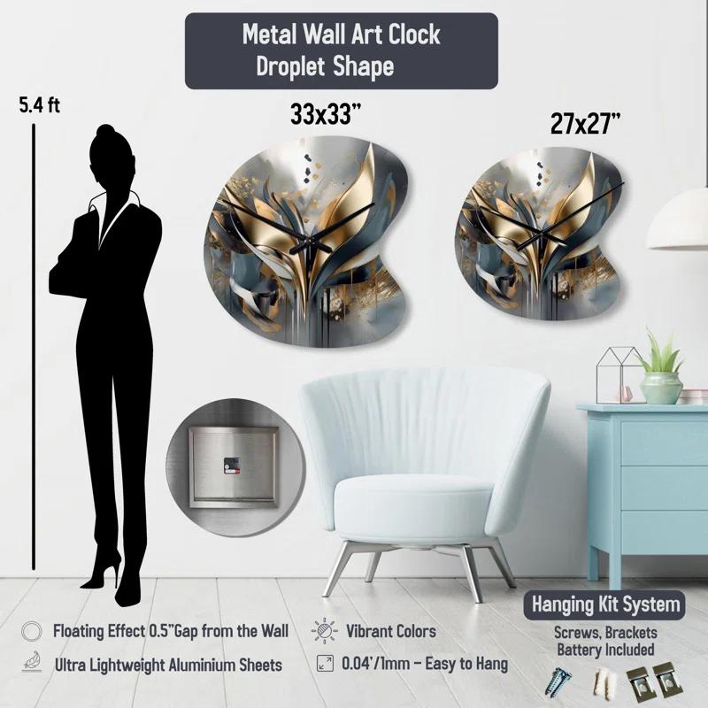 Design Art Bath To The Ocean I - Beach Sand Asymmetrical Metal Wall Clocks, Beige Unique Shape Wall Clock Print